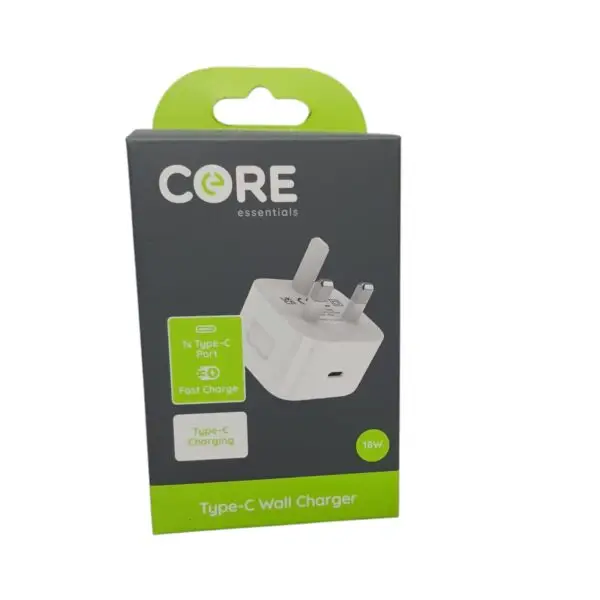 a box with a white and green rectangle object with a picture of a type-c charger